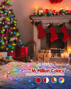 66FT Smart RGB String Lights, App Controlled, Dimmable, Waterproof