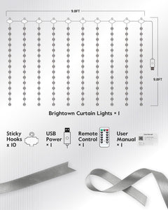 9.8ft White Smart Curtain String Lights - 300 LED with APP Remote