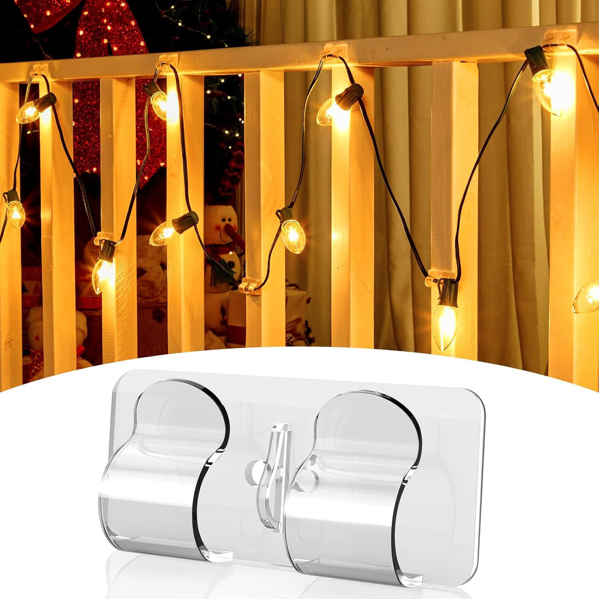 Christmas Light Clips - 15 Hooks with 20 Adhesive Strips