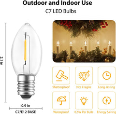 15 Pack Warm White C7 LED Christmas Bulbs