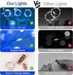 10 Pack 20 LEDs Waterproof Wine Bottle Cork Lights Mini Fairy Lights for Wedding Party DIY Decor