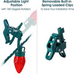 C9 LED Christmas Lights 66FT 100 Strawberry Bulbs with Spring Clips, Waterproof