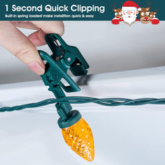 C9 LED Christmas Lights 66FT 100 Strawberry Bulbs with Spring Clips, Waterproof