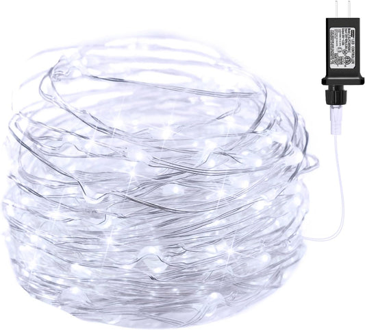 2 Pack Fairy Lights, 100 LEDs, 33 Feet, Pure White