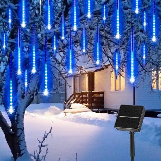 Blue Solar Meteor Shower Lights - 10 Tube, 240 LED