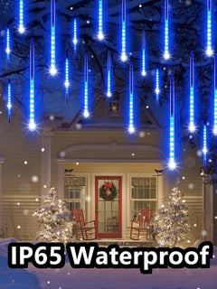 Blue Solar Meteor Shower Lights - 10 Tube, 240 LED