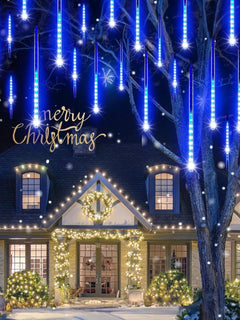 Blue Solar Meteor Shower Lights - 10 Tube, 240 LED