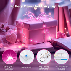 Pastel Fairy Lights with Timer - 7ft Waterproof String Lights