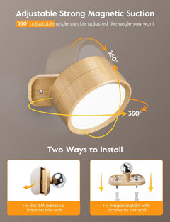 Wall Sconce Lights with Remote, USB Rechargeable, Magnetic