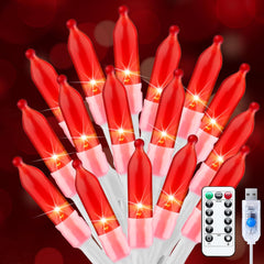 39FT Red LED Mini String Lights, USB Operated, Waterproof