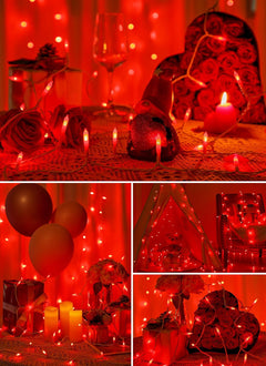 39FT Red LED Mini String Lights, USB Operated, Waterproof
