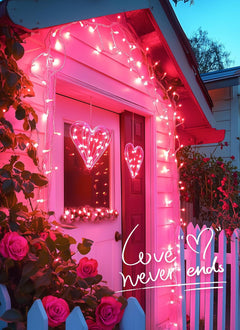 Pink Christmas String Lights - 50 Incandescent Bulbs