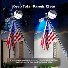 Solar Flag Pole Lights – Fits 1-2.36" & 1-1.5" Poles, IP65 Waterproof, 6-18H LED