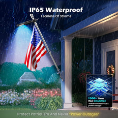 Solar Flag Pole Lights – Fits 1-2.36" & 1-1.5" Poles, IP65 Waterproof, 6-18H LED