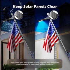 Solar Flag Pole Lights – Fits 1-2.36" & 1-1.5" Poles, IP65 Waterproof, 6-18H LED