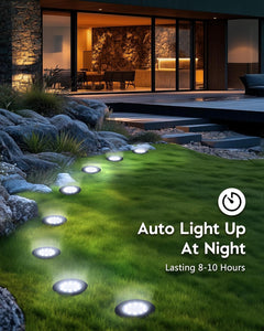 Solar In-Ground Lights - 12 Pack, White, Waterproof