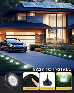 Solar In-Ground Lights - 12 Pack, White, Waterproof