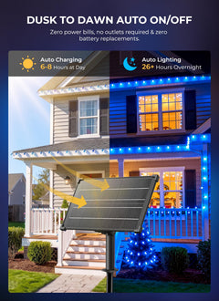 138ft 200 LED C9 Strawberry Solar Christmas String Lights Outdoor, Blue, Timer & 8 Modes