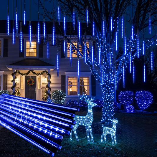 Brightown Christmas Lights Outdoor, 11.8 Inch 8 Tube Blue Icicle Lights