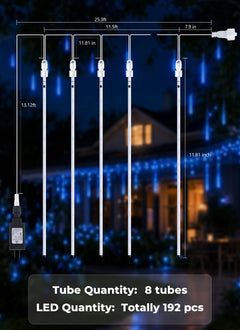 Brightown Christmas Lights Outdoor, 11.8 Inch 8 Tube Blue Icicle Lights