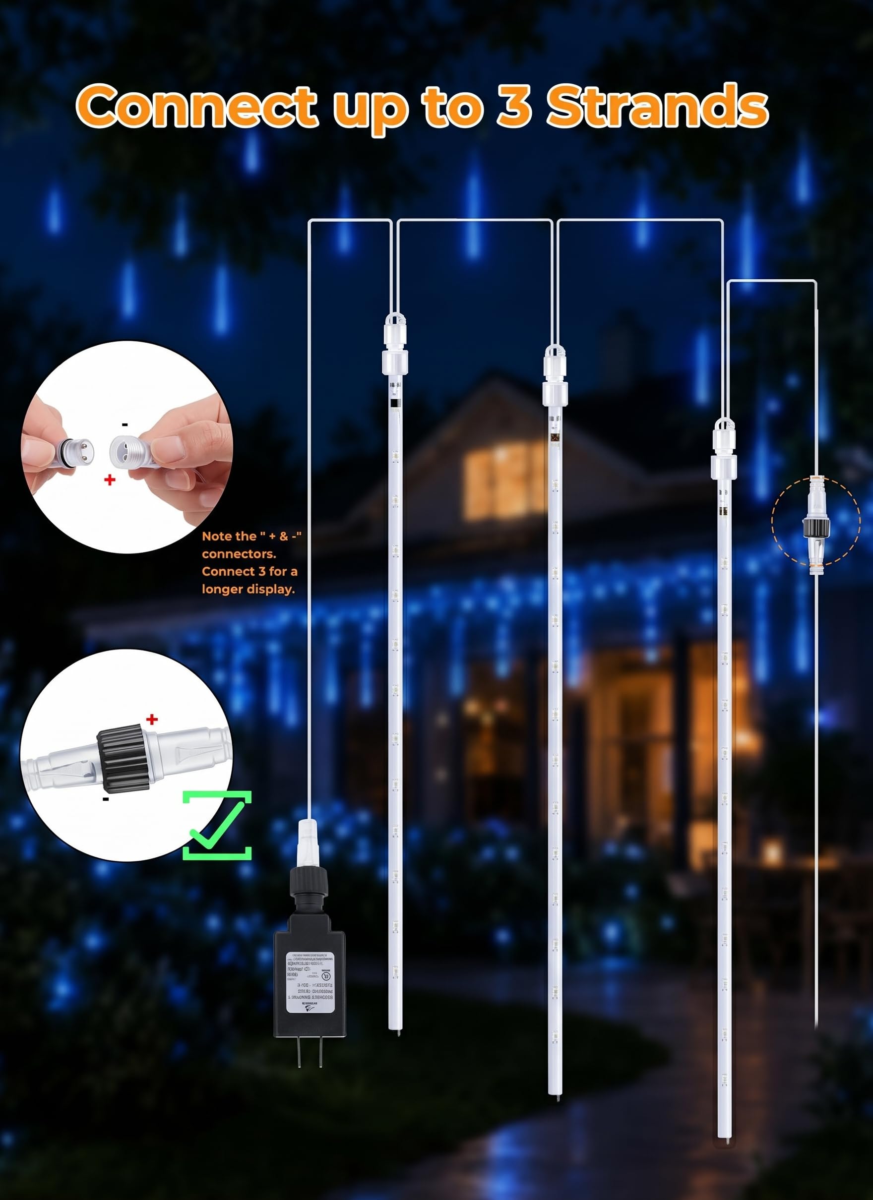 Brightown Christmas Lights Outdoor, 11.8 Inch 8 Tube Blue Icicle Lights