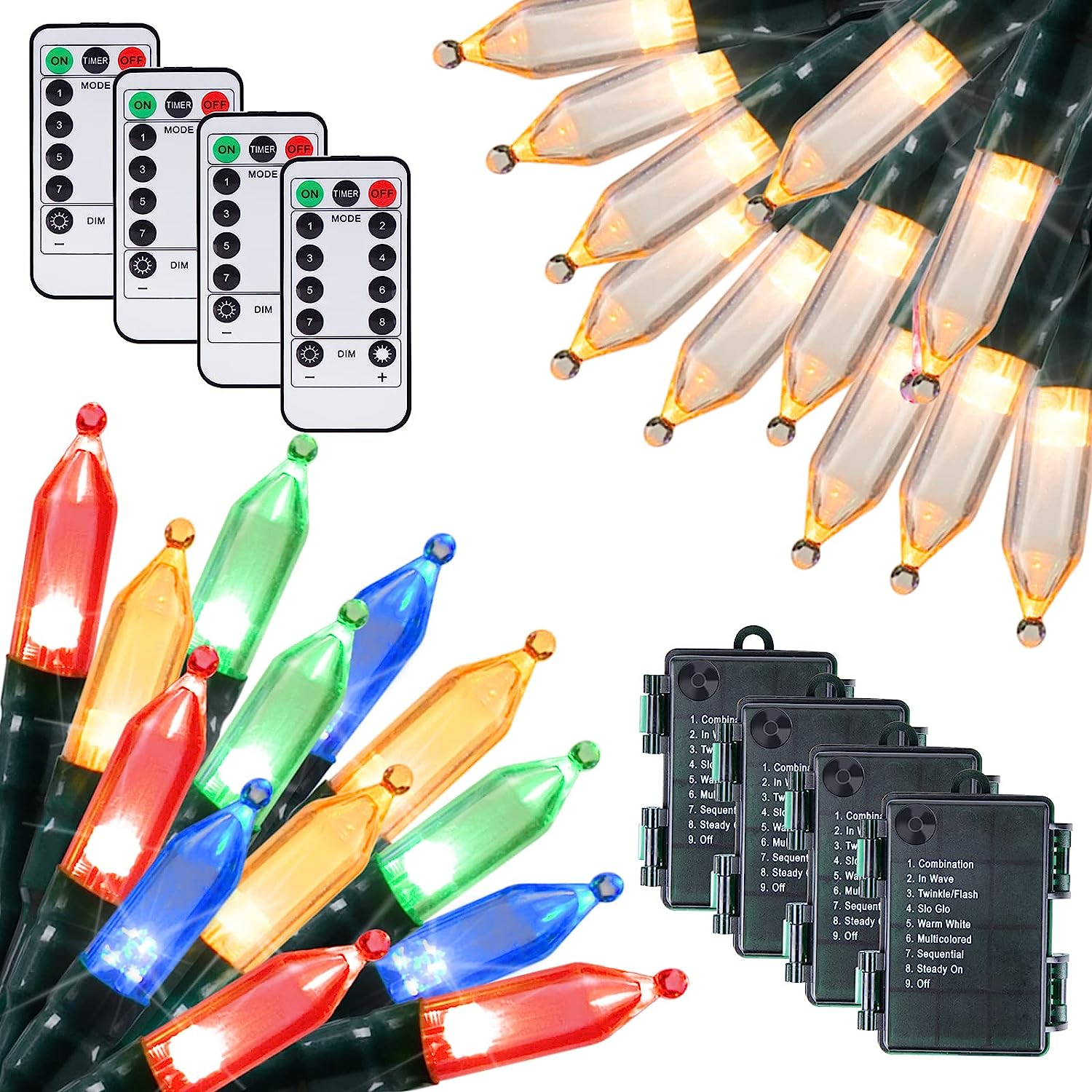 4 x 18 Feet / 50 LED / Warm White and Multicolor / Green Wire / Remote
