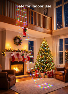 10ft LED Ladder Lights with Climbing Santa, Multicolor, 8 Modes, Waterproof Indoor Outdoor