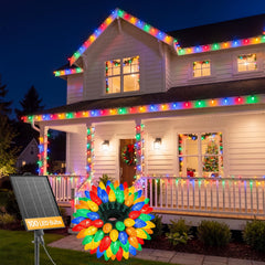 72ft 100 LED C9 Strawberry Solar Christmas String Lights Outdoor, Multicolor, Timer & 8 Modes