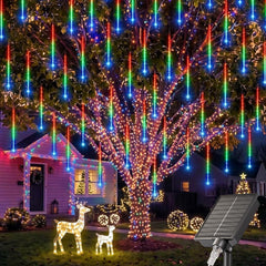 16 Tubes 384 LED Solar Meteor Shower Lights Outdoor, Multicolor, IP65 Waterproof