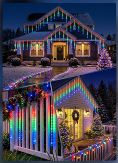 16 Tubes 384 LED Solar Meteor Shower Lights Outdoor, Multicolor, IP65 Waterproof