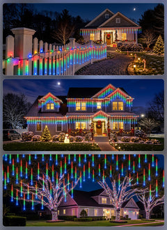 16 Tubes 384 LED Solar Meteor Shower Lights Outdoor, Multicolor, IP65 Waterproof