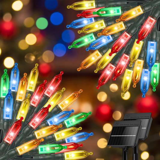 2 Pack 78FT 200 LED Multicolor Solar Christmas Lights Outdoor, IP65 Waterproof, 8 Modes