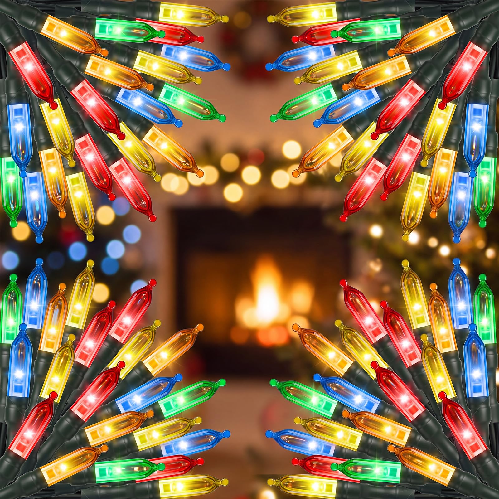 4 Pack 156FT 400 LED Multicolor Solar Christmas Lights Outdoor, IP65 Waterproof, 8 Modes