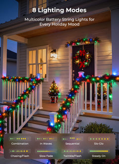4 Pack Battery Christmas Lights, 200 LEDs 66FT Multicolor, 8 Modes Timer
