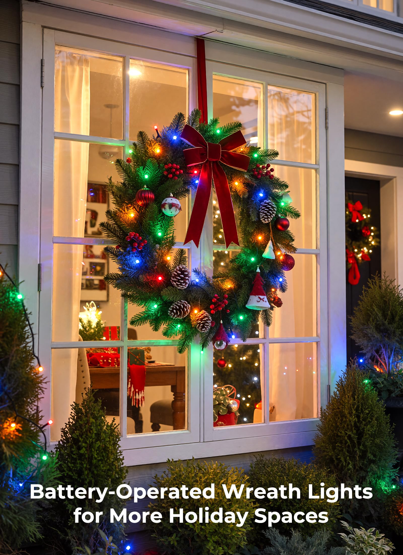 4 Pack Battery Christmas Lights, 200 LEDs 66FT Multicolor, 8 Modes Timer