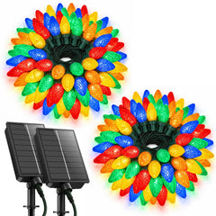 Brightown 2 Pack C9 Solar Xmas Lights,78.7FT 100 LEDs,Multicolor,8 Modes