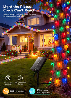 Brightown 2 Pack C9 Solar Xmas Lights,78.7FT 100 LEDs,Multicolor,8 Modes