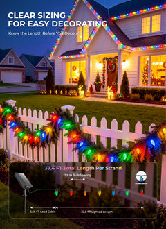 Brightown 2 Pack C9 Solar Xmas Lights,78.7FT 100 LEDs,Multicolor,8 Modes