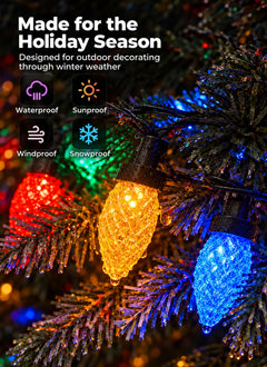 Brightown 2 Pack C9 Solar Xmas Lights,78.7FT 100 LEDs,Multicolor,8 Modes