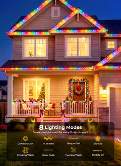 Brightown 2 Pack C9 Solar Xmas Lights,78.7FT 100 LEDs,Multicolor,8 Modes