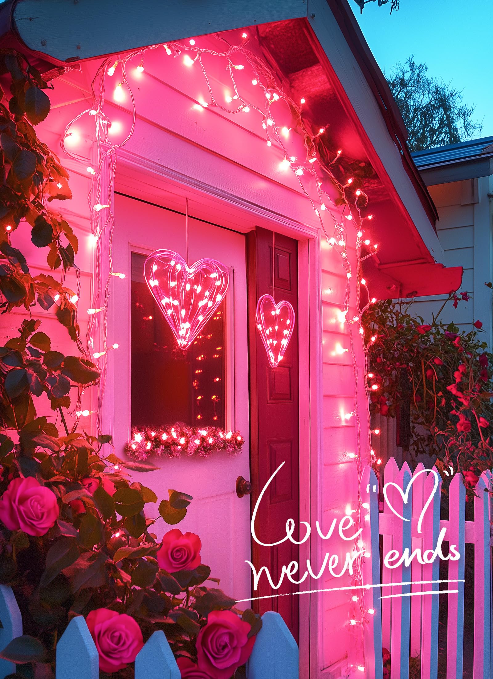 Pink Christmas String Lights, 50 Count 10 Feet Mini Valentine's Lights
