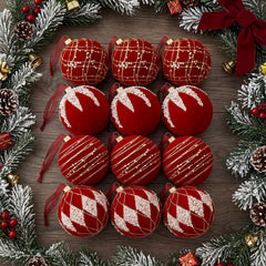 Brightown 12 PCS Red Velvet Christmas Valentines Balls, 3.15 Inch
