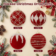 Brightown 12 PCS Red Velvet Christmas Valentines Balls, 3.15 Inch