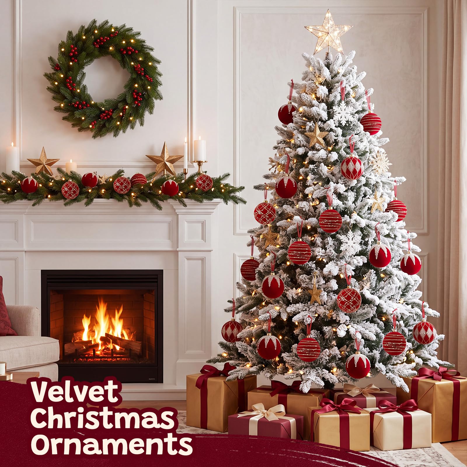 Brightown 12 PCS Red Velvet Christmas Valentines Balls, 3.15 Inch