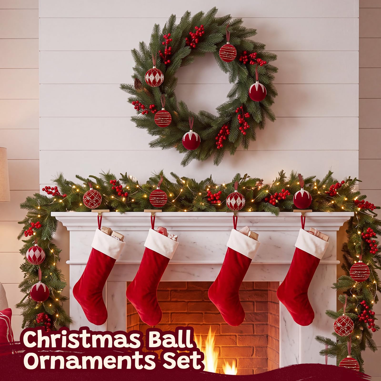 Brightown 12 PCS Red Velvet Christmas Valentines Balls, 3.15 Inch