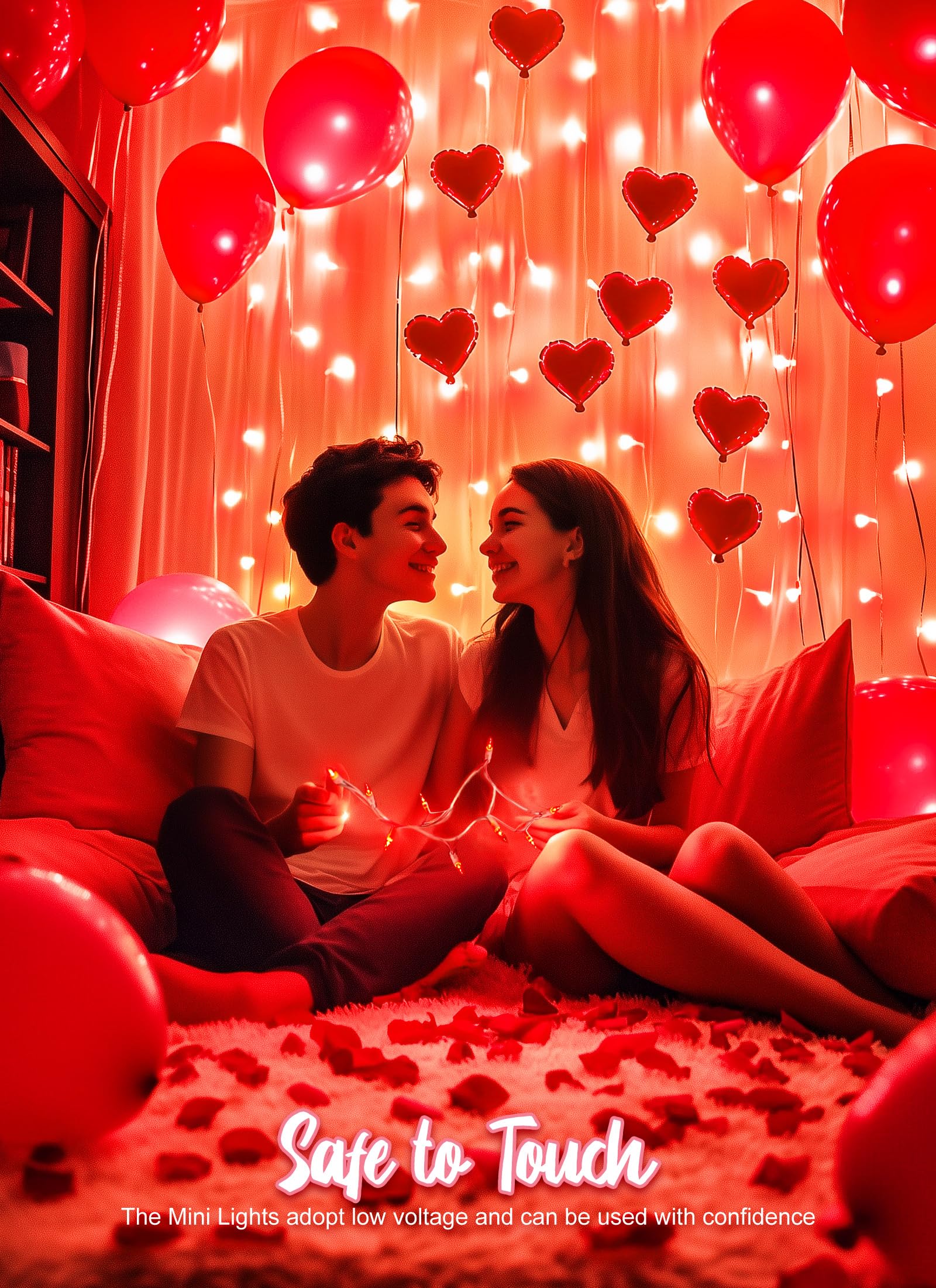 Red Christmas String Lights, 50 Count 10 Feet Mini Valentine's Day Lights