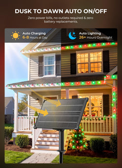 138ft 200 LED C9 Strawberry Solar Christmas Lights Outdoor, Red & Green, Timer & 8 Modes
