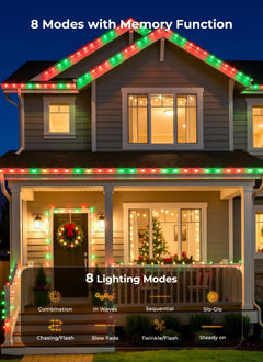 138ft 200 LED C9 Strawberry Solar Christmas Lights Outdoor, Red & Green, Timer & 8 Modes