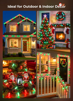 138ft 200 LED C9 Strawberry Solar Christmas Lights Outdoor, Red & Green, Timer & 8 Modes