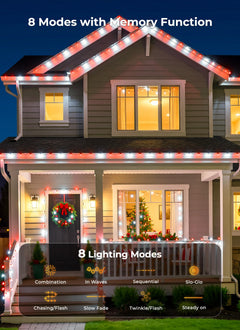 138ft 200 LED C9 Strawberry Solar Christmas Lights Outdoor, Red & White, Timer & 8 Modes